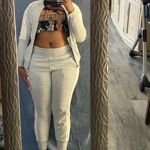 Grey and white puma sweat suit